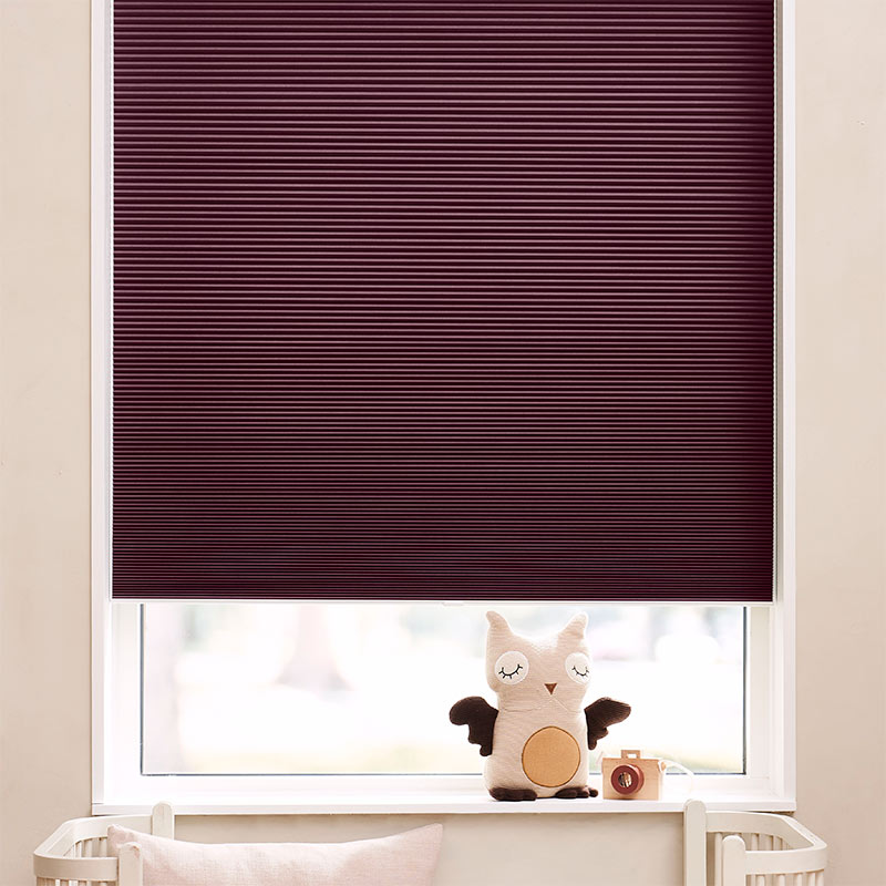 Plisségordijn easylift greep Aubergine