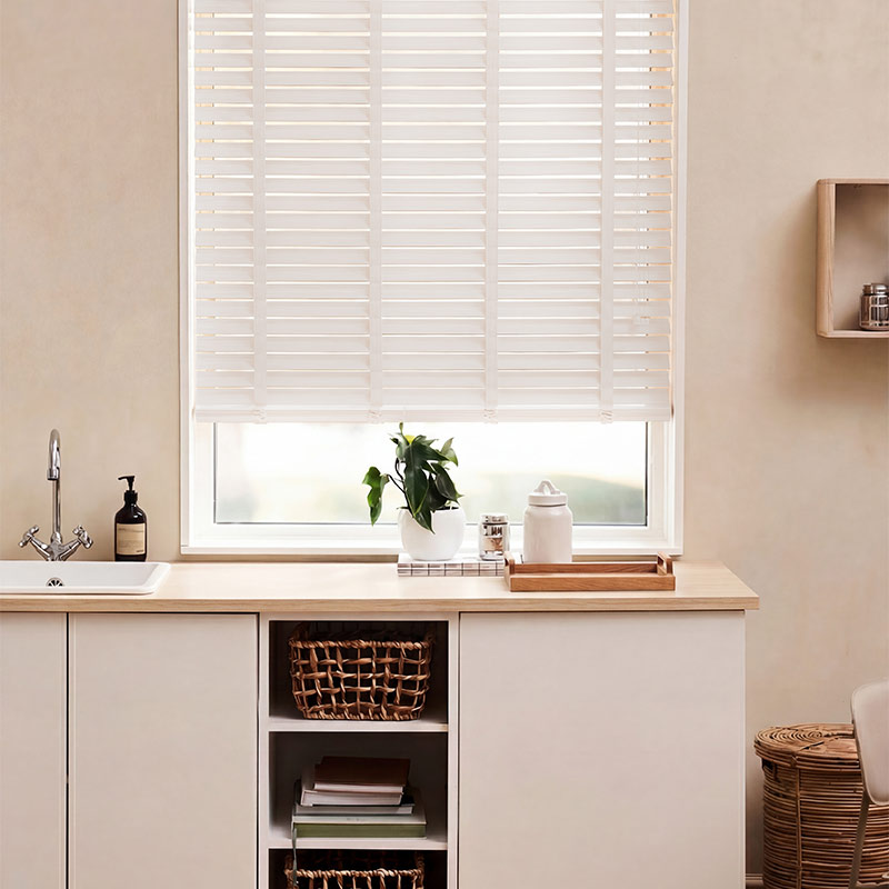 Houten jaloezieën 50mm Off white