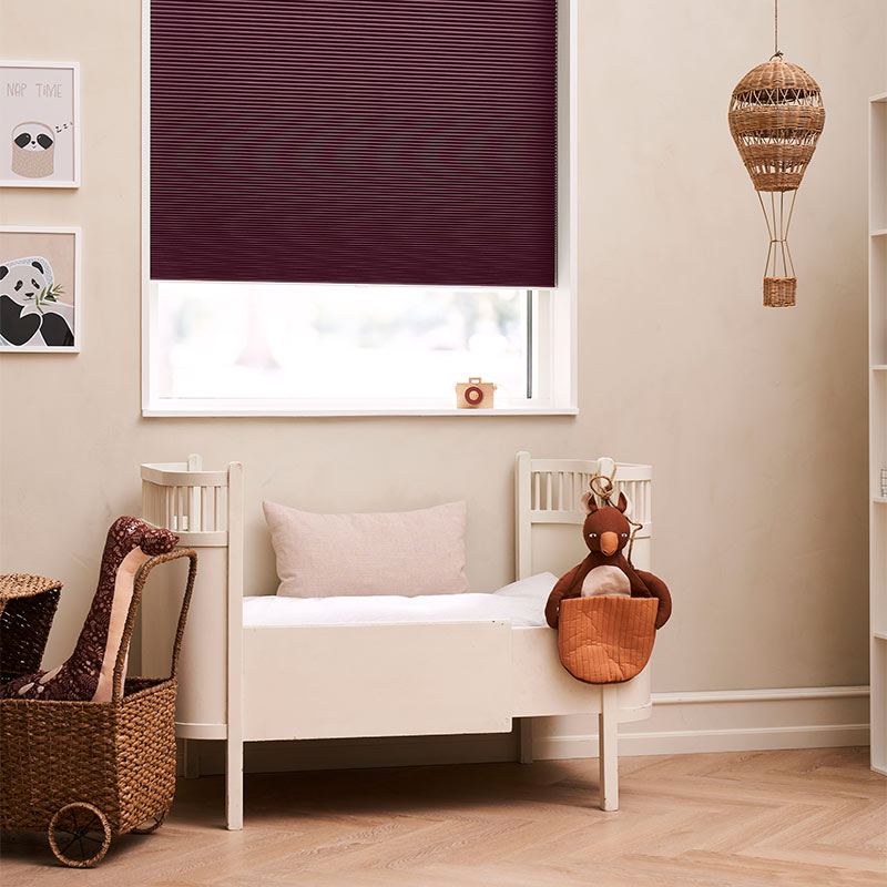 Plisségordijn easylift greep Aubergine